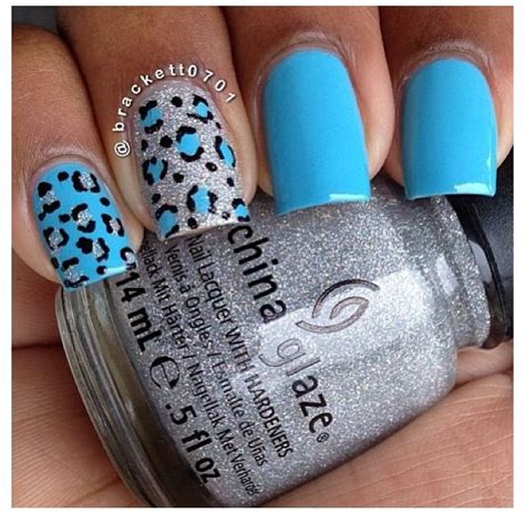 blue leopard print nails